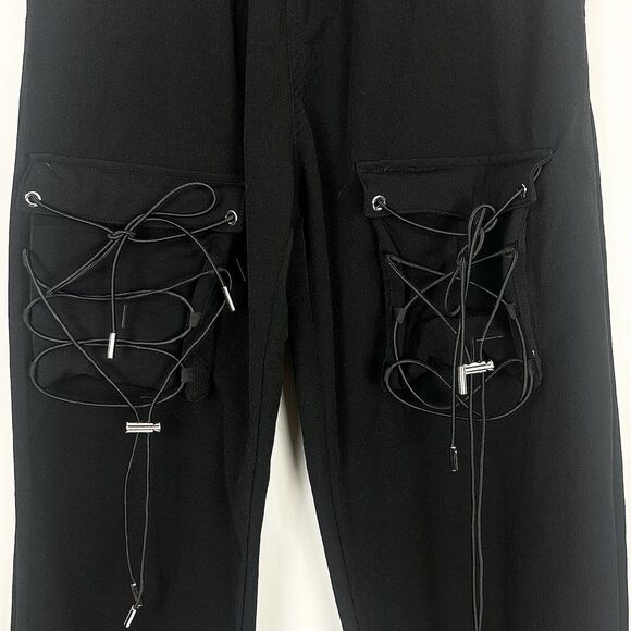 MANIERE DE VOIR dungee LACE-UP CARGO PANTS - BLACK US SIZE 8 Grunge - Picture 6 of 14